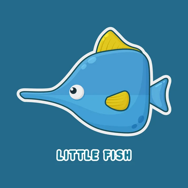 Ocean Fish Cartoon Karaktär Söt Djur Maskot Ikonen Filed Style — Stock vektor
