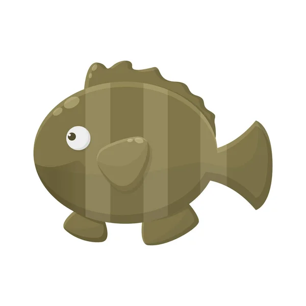 Grouper Fish Cartoon Character Söt Djur Maskot Ikon Platt Design — Stock vektor