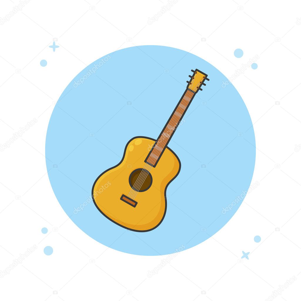 Guitar Acoustic Instrument. Music Symbol Logo Vector Illustration