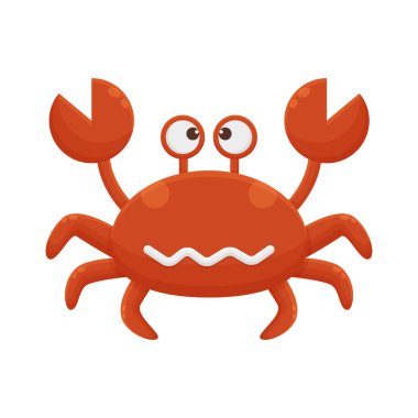 Yengeç Deniz Çizgi Filmi Karakteri. Şirin Hayvan Maskotu İkon Düz Tasarım. Çocuk Duvar Kağıdı