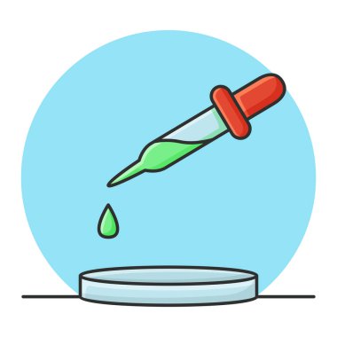Pipette 'i bırak. Laboratuvar Kimya Bilimi. Doldurulmuş Simge Vektör Tasarımı