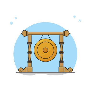 Gong Gamelan Vektörü. Endonezya Geleneksel Müzik Aracı