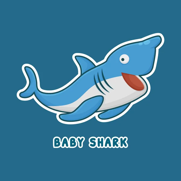 Baby Shark Seriefigur Söt Vild Djur Maskot Ikonen Filed Style — Stock vektor