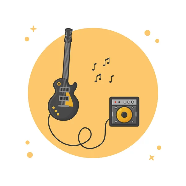 Bass Guitar Electric Und Sound Musikinstrument Logo Vektor Illustration — Stockvektor