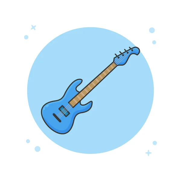 Bass Guitar Instrumento Musical Logo Vector Ilustração — Vetor de Stock