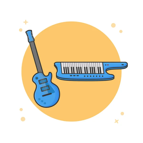 Bassgitarre Und Klaviertastatur Musikinstrument Symbol Vektor Illustration — Stockvektor