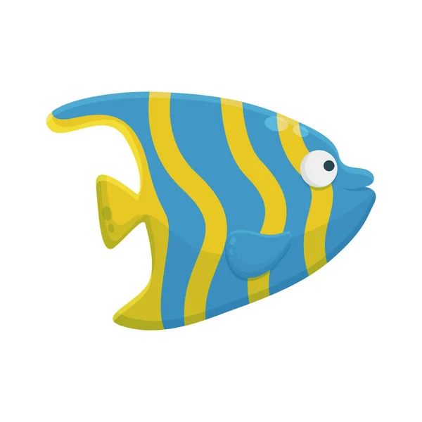 Персонаж Мультфильма Голубая Рыба Симпатичный Талисман Животных Икона Плоский Дизайн — стоковый вектор