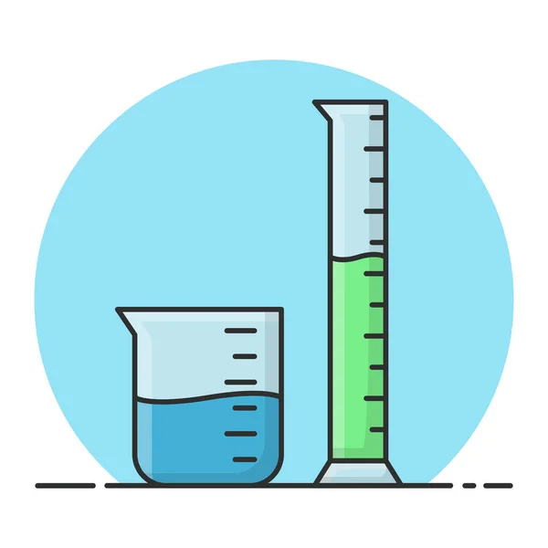 Pohár Mérőüveg Laboratóriumi Kémia Tudomány Töltve Ikon Vektor Tervezés — Stock Vector