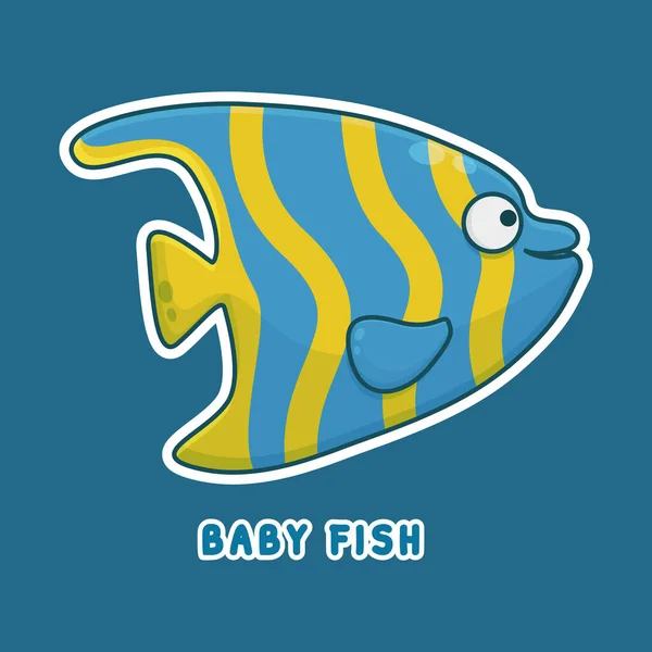 Персонаж Мультфильма Голубая Рыба Симпатичный Анимальный Талисман Стиле Filed Icon — стоковый вектор