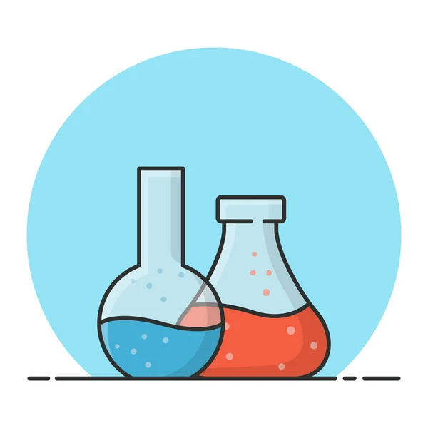 Erlenmeyer Flask Tube Chemistry Experiment Laboratory Filled Icon Vector Design — Stock Vector