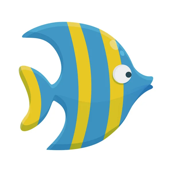 Персонаж Мультфильма Морская Рыба Симпатичный Талисман Животных Икона Плоский Дизайн — стоковый вектор