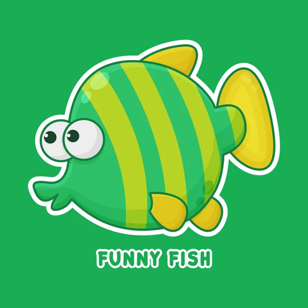 Funny Fish Cartoon Character Cute Animal Mascot Icon Filed Style — Stock Vector