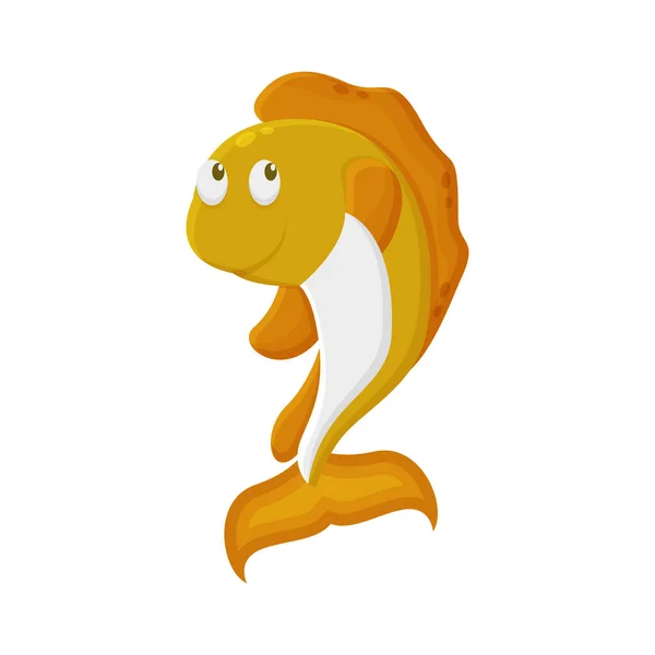 Персонаж Мультфильма Золотая Рыбка Симпатичный Талисман Животных Икона Плоский Дизайн — стоковый вектор