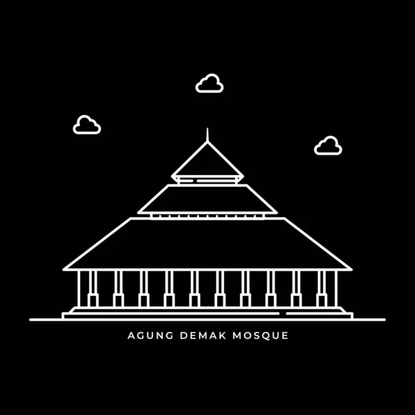 Agung Demak Mosque Icon Muslim Religion Java Island Indonesia — 스톡 벡터