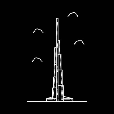 Burj Halife Kulesi. Dubai Landmark Binası. Taslak Simge Vektör Tasarımı