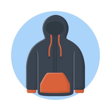 Ceket Kapüşonlu Moda Kıyafetleri. Düz Simge Vektör Tasarımı