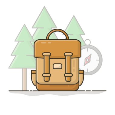 Sırt çantası macerası. Seyahat tatili. Düz Simge Vektör Tasarımı