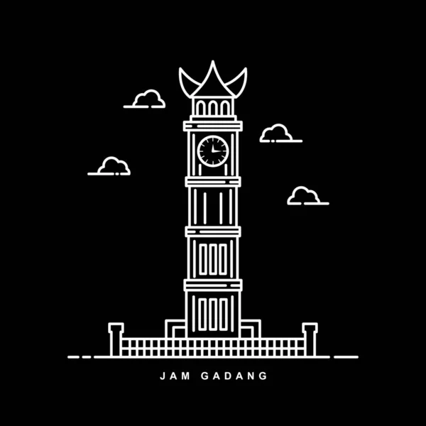 Памятник Паданге Индонезия Контурный Векторный Дизайн — стоковый вектор