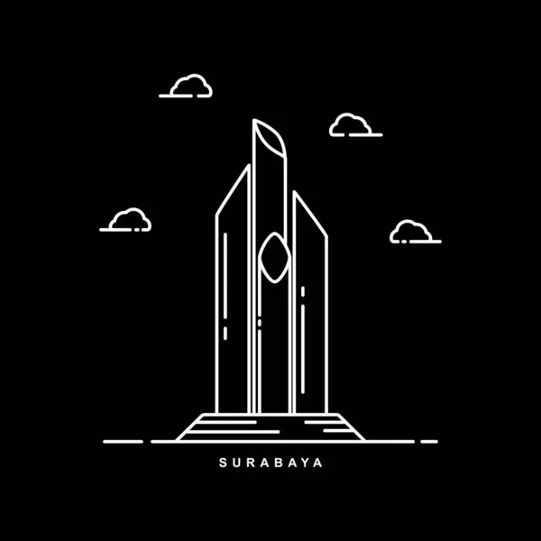 Symbol City Surabaya Illustration Monumento Histórico Esquema Icono Vector Diseño — Archivo Imágenes Vectoriales