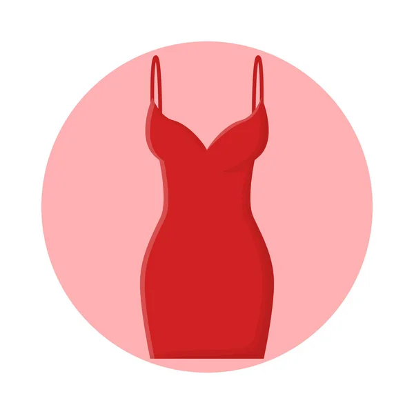 Vestido Feminino Moda Vestuário Projeto Vetor Ícone Plano — Vetor de Stock