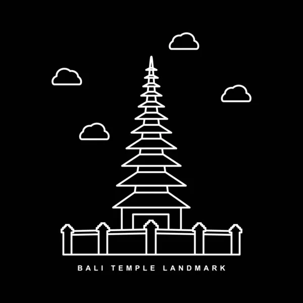 Bali City Landmark Gedung Kuil Heritage Garis Besar Desain Vektor - Stok Vektor