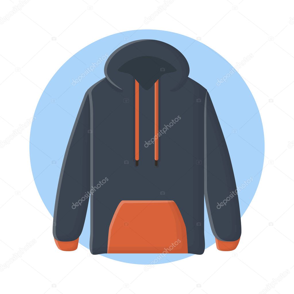 Hoodie Sweater Jacket Clothing. Flat Icon Vector Design