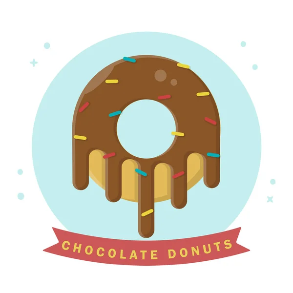 Donut Chocolate Bakery Vorhanden Flaches Icon Vector Design — Stockvektor