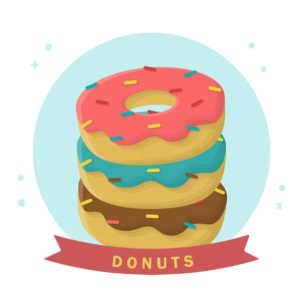 Donuts Bakery Sweet Dessert Vorhanden Flaches Icon Vector Design — Stockvektor