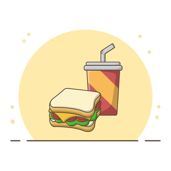 Sandwich Bebida Vector Design Conceptual — Vetor de Stock
