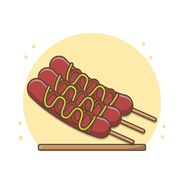 Salchicha Grill Icono Diseño Vector — Vector de stock