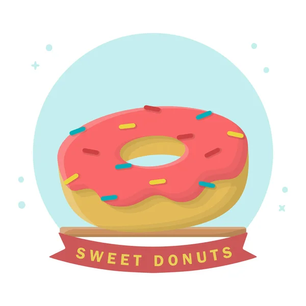 Sweet Donuts Bakery Dessert Flat Vector Icon Design — Stockvektor