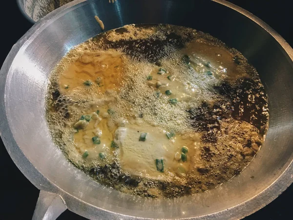 close up of a frying pan