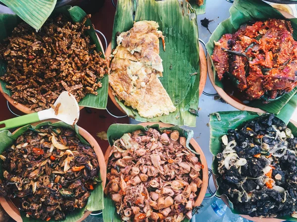 Samling Skålar Med Asiatisk Mat Närvy — Stockfoto