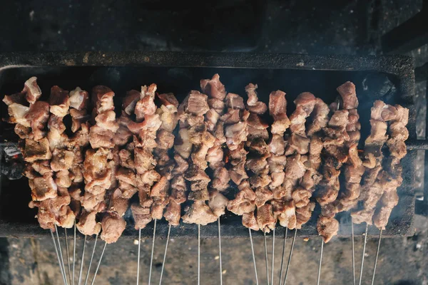 Rökt Grillkött Spett Grillning Fräs — Stockfoto