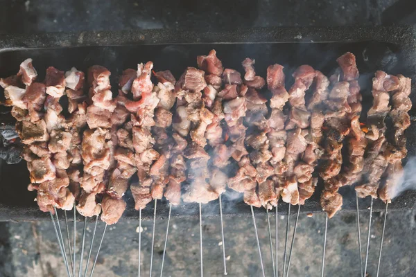 Rökt Grillkött Spett Grillning Fräs — Stockfoto