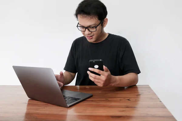 Handsome Asian Man Working Studio — Stockfoto