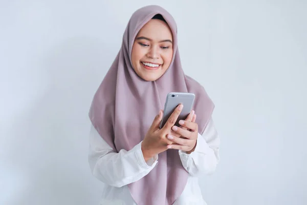 Smiling Girl Having Video Conversation Mobile Phone — 스톡 사진