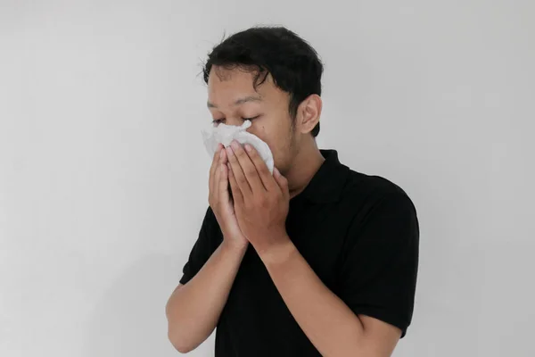 Sufrimiento Joven Asiático Hombre Máscara — Foto de Stock