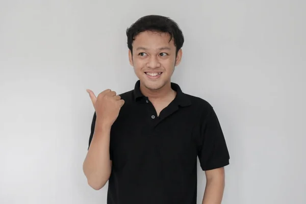 Ung Asiatisk Man Svart Shirt — Stockfoto