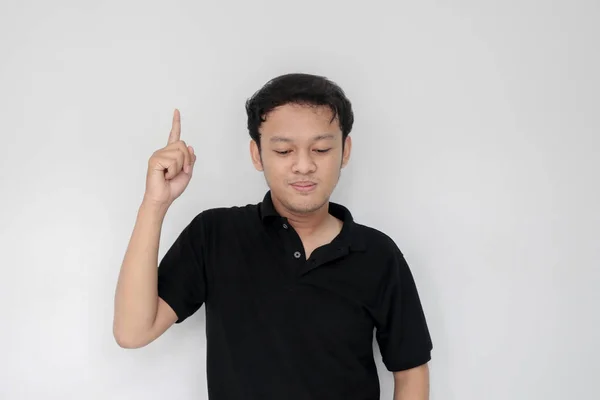 Jovem Asiático Homem Preto Shirt — Fotografia de Stock