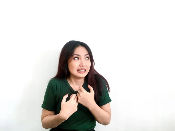 Bang Aziatisch Meisje Greent Shirt — Stockfoto