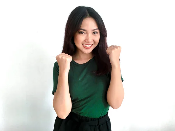 感情的なアジアの女の子でGreent Shirt — ストック写真