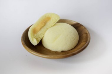 Bakpia Kukus Pastası ya da peynirli buğulanmış Bakpia Pastası. Yogyakarta 'dan geleneksel Endonezya-Çin yemekleri.