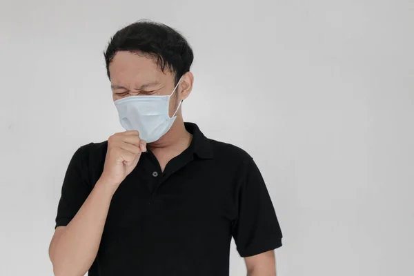 Ill Asiático Jovem Homem Máscara — Fotografia de Stock