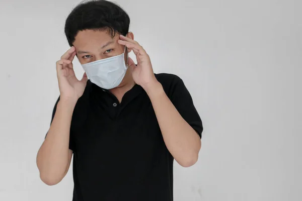 Asiatische Mann Mit Maske Nahaufnahme Schuss — Stockfoto