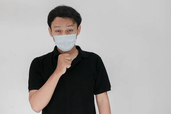 Utrpení Mladý Asijský Muž Masce — Stock fotografie