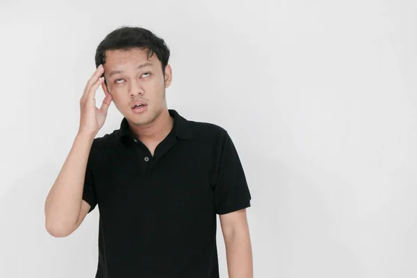 Ill Asiático Jovem Homem Preto Shirt — Fotografia de Stock