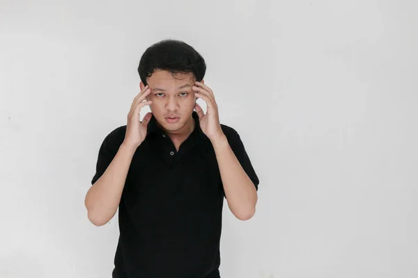 Ill Asian Young Man Black Shirt — Stock Photo, Image