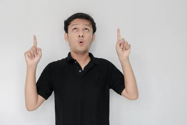 Knappe Aziatische Jongeman Zwart Shirt — Stockfoto