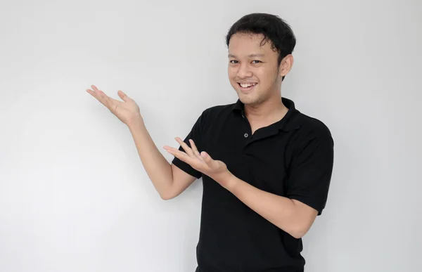 Bonito Asiático Jovem Homem Preto Shirt — Fotografia de Stock